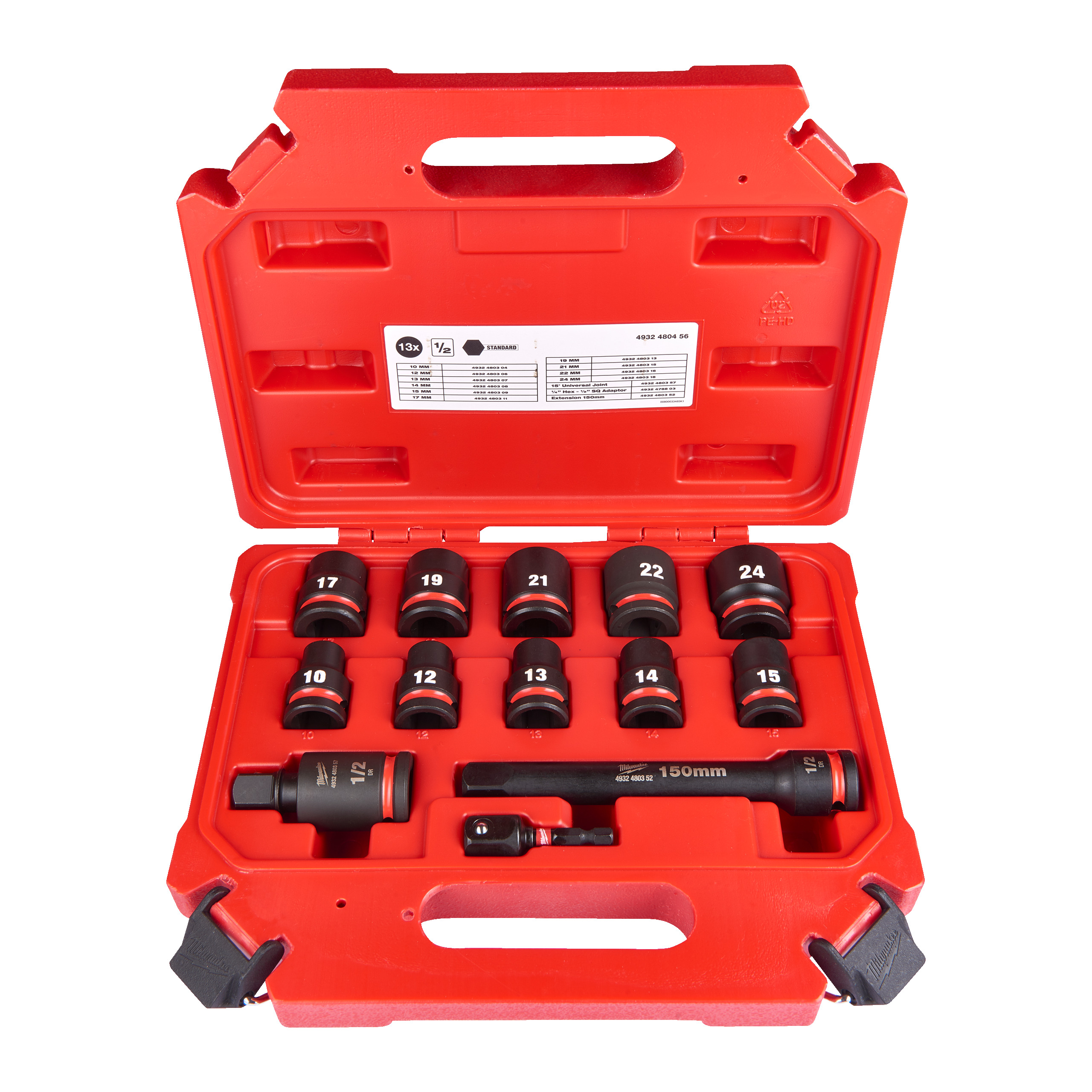 Milwaukee Accessori 4932480456 SHOCKWAVE™ Cappello di potenza Hex 1/2" set corto - 13 pezzi