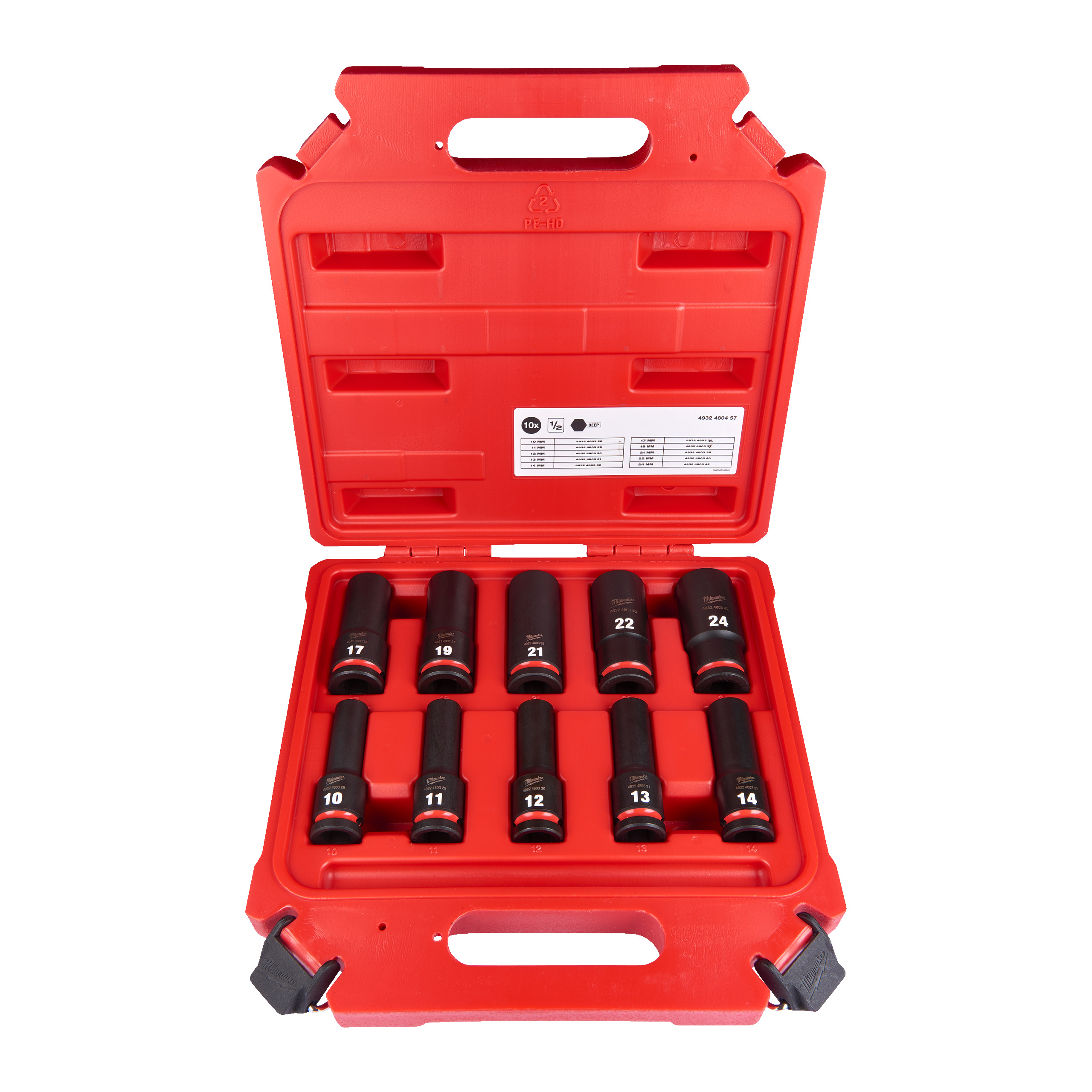 Milwaukee Accessori 4932480457 SHOCKWAVE™ Power Cap Hex 1/2" long set- 10 pezzi