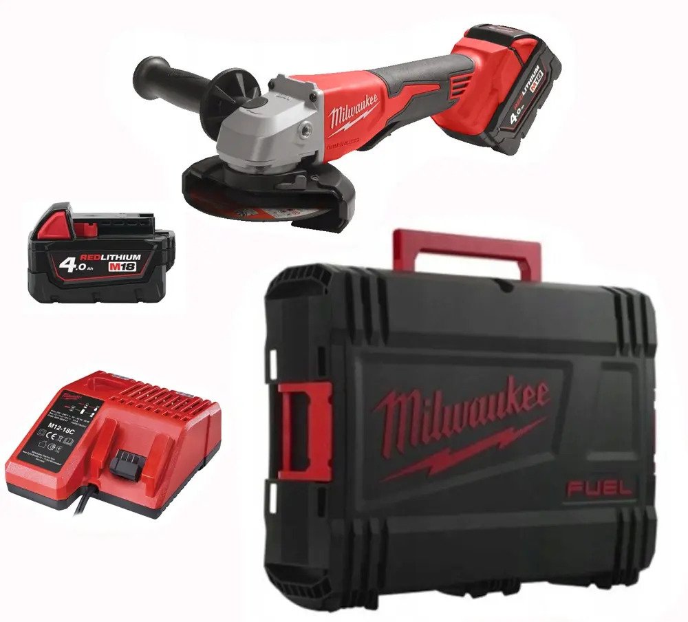 Milwaukee 4933492646 Smerigliatrice angolare a batteria M18 BLSAG125XPD-402X con interruttore a paletta 18V 4,0Ah in HD Box