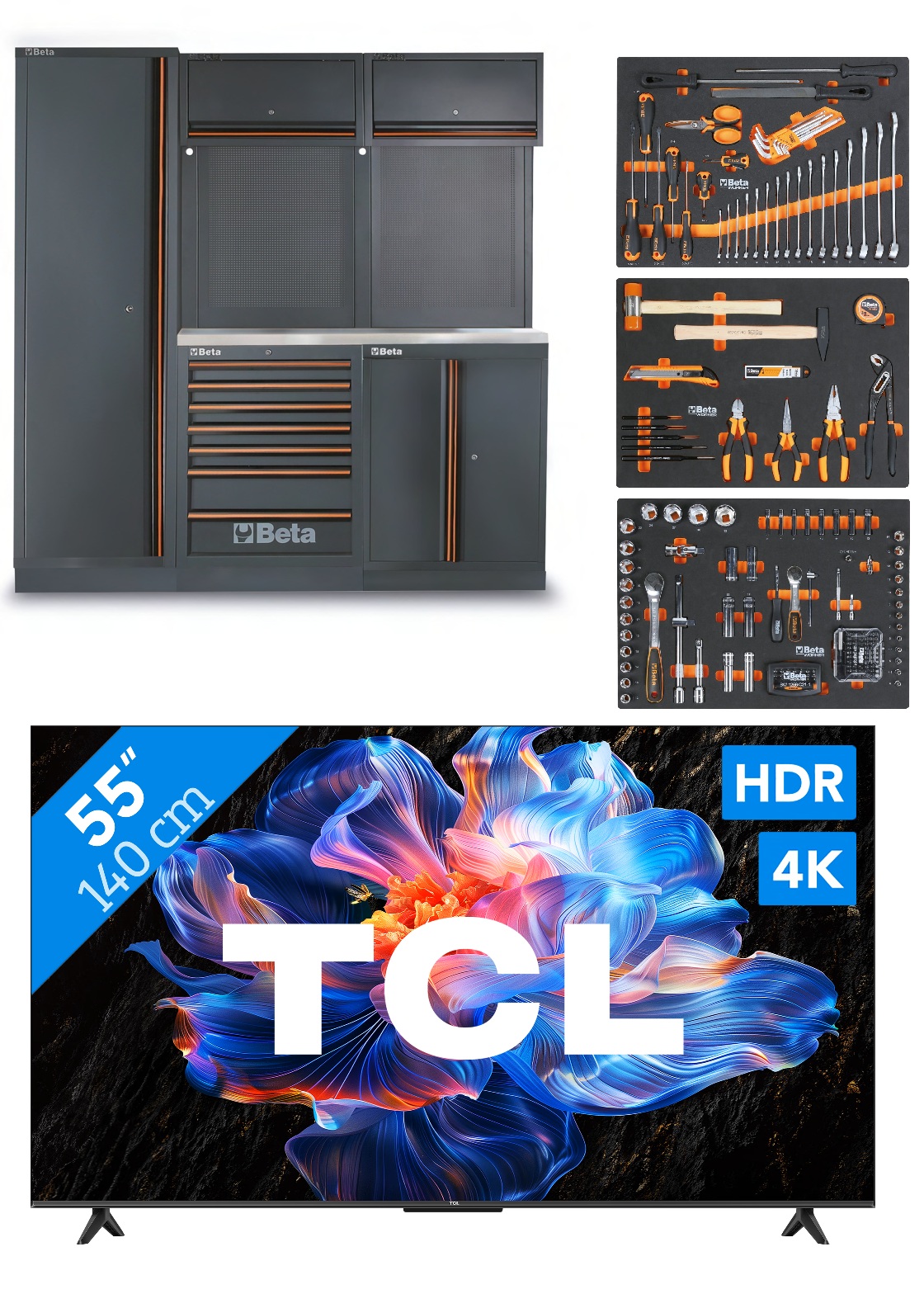 Beta ZNLWK0001 C45PRO 2.0 B7X Attrezzatura da officina con assortimento di 196 pezzi + TV TCL 55" in omaggio