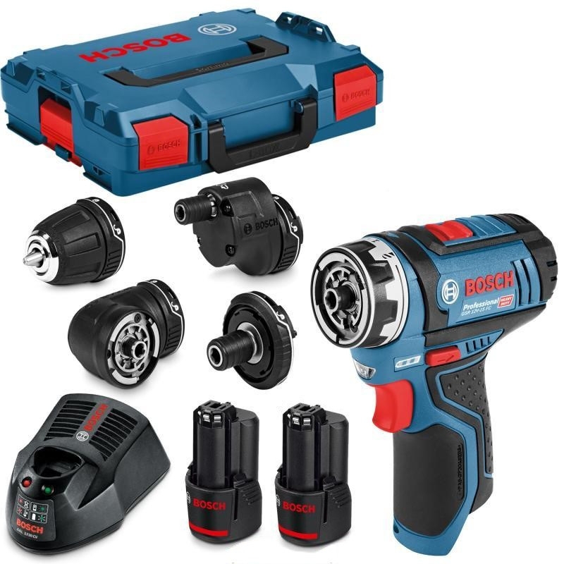 Bosch Professional 06019F6000 GSR 12V-15 FC FlexiClick trapano a batteria 12V 2 x 2,0Ah Li-Ion in L-Boxx