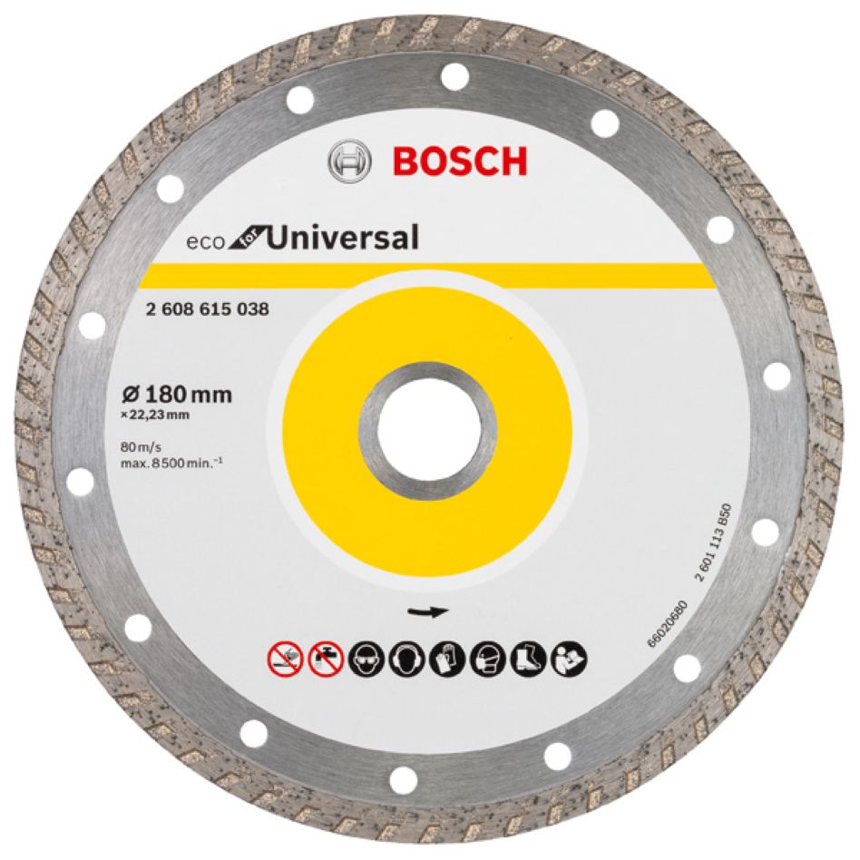 Bosch Professional Accessori 2608615047 Disco diamantato universale Turbo Bosch Line 180x22,23x2,6x7 10t