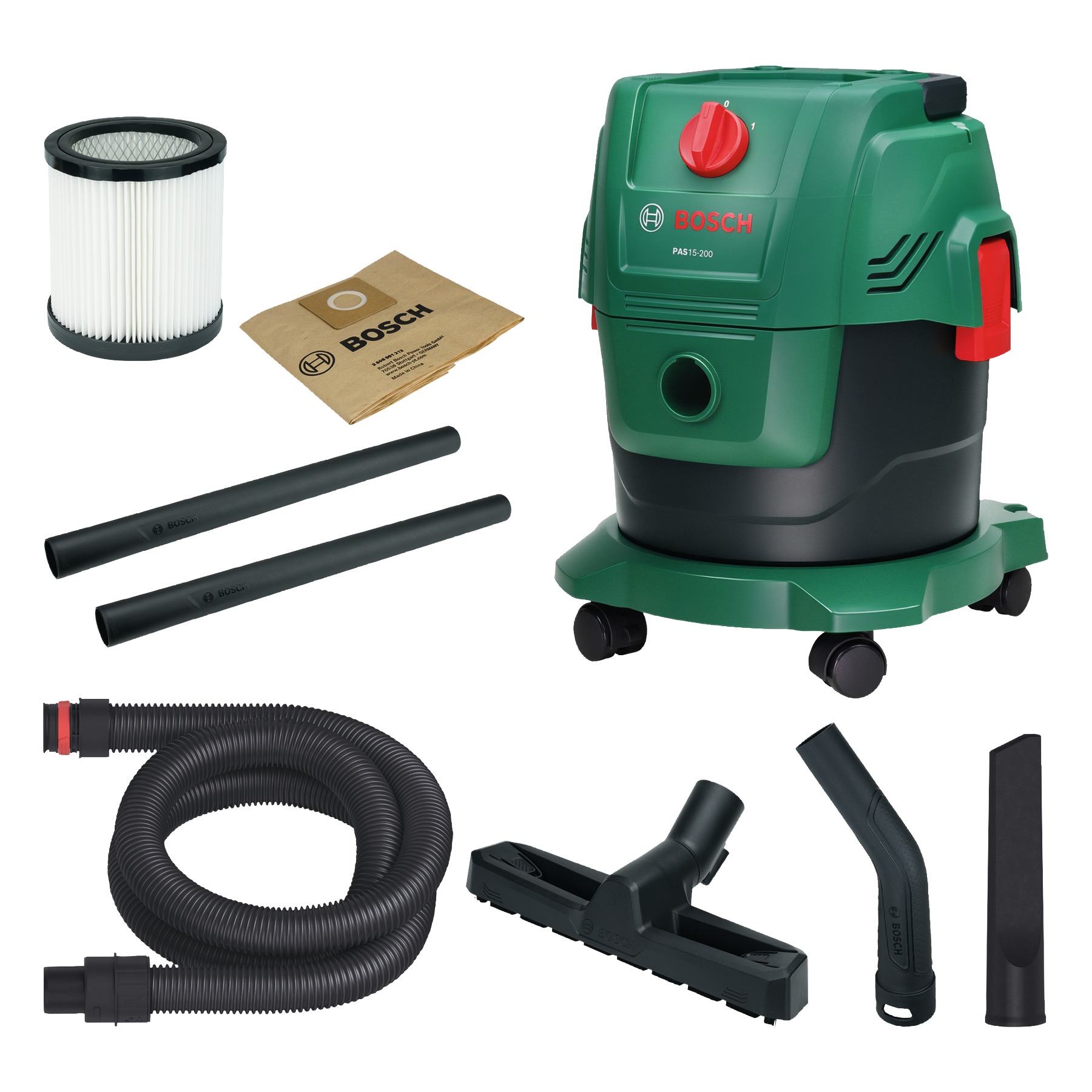Bosch DIY 06033E7000 PAS15-200 Aspirapolvere con set di accessori in scatola