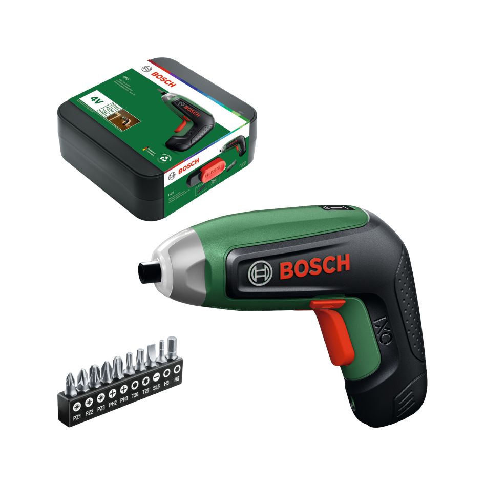 Bosch DIY 06039G4000 Cacciavite a batteria IXO 8 4V 1x batteria 4V 2,0Ah + set di punte 10 pezzi in scatola di custodia