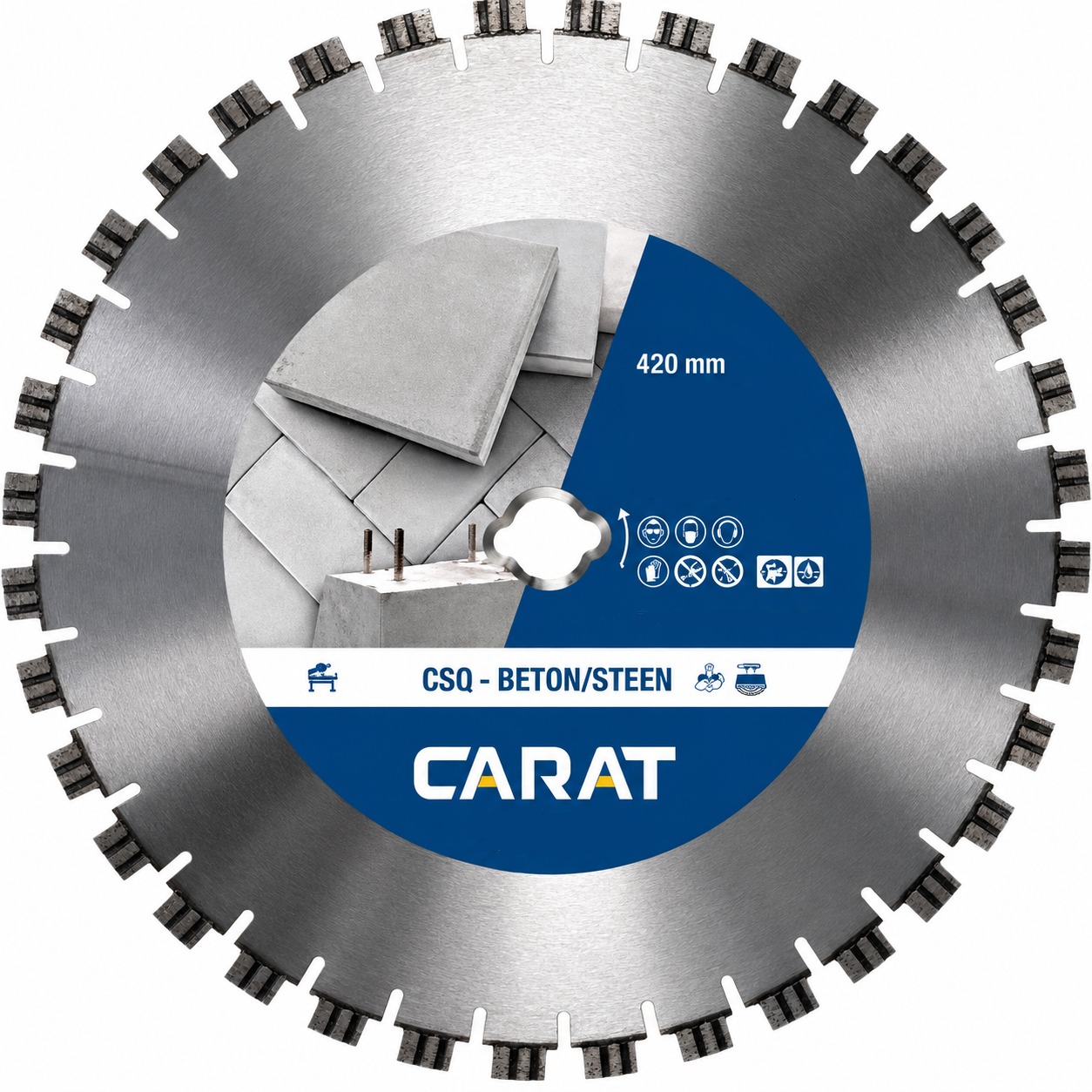 Carat CSQ4204000 Lama diamantata per calcestruzzo &Oslash; 420 mm a secco, con foro speciale per tavoli da taglio iQ