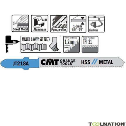 CMT JT218A-5 Lame per seghetto alternativo HSS con gambo a T Metallo 5 pezzi - 1