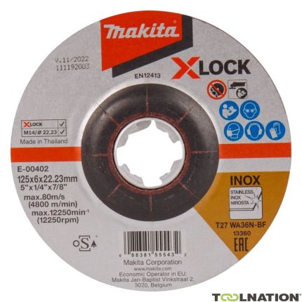 Makita Accessori E-00402 Disco per smerigliatura X-LOCK 125x6,0x22,23mm in acciaio inox - 1