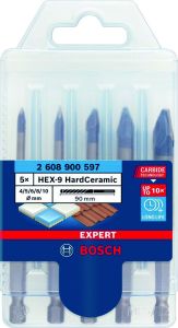 Bosch Professional Accessori 2608900597 Expert HardCeramic Set di punte HEX-9 4/5/6/8/10 mm 5 pezzi