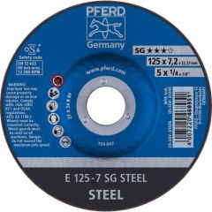 Pferd 62212626 Disco abrasivo E 125x7,2x22,23 mm linea performance SG STEEL per acciaio