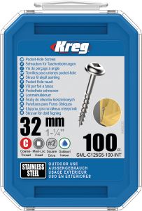 Kreg SML-C125S5-100-INT SML-C125S5 Viti per fori tascabili 32 mm in acciaio inox Maxi-Loc a filetto grosso 100 pezzi