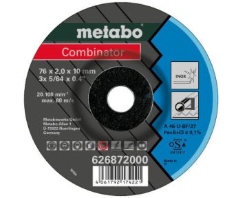 Metabo Accessori 626872000 Disco da taglio Combinator Inox 76 x 2,5 x 10 mm 3 pezzi