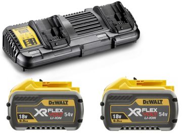 DeWalt Accessori DCB132X2-QW Kit di avviamento FlexVolt - 2 batterie FlexVolt 54V 9,0Ah Li-Ion + caricatore doppio DCB132