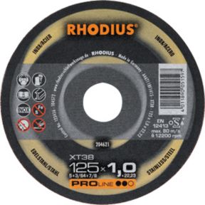 Rhodius 204621 XT38 disco da taglio per metalli sottili/Inox 125 x 1.0 x 22,23 mm