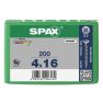 SPAX 1081010400163 Vite universale 4 x 16 mm, filettatura oro, testa svasata, Phillips Z2 - 200 pezzi - 1