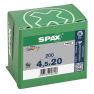 SPAX 1081010450203 Vite universale 4,5 x 20 mm, filettatura intera, testa svasata, testa a croce Z2 - 200 pezzi - 3