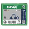 SPAX 1191010400403 Vite universale 4 x 40 mm, filettatura intera, testa svasata, T-STAR plus T20 - 200 pezzi - 1