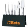 Beta 000380009 38/SP6 Set di 6 pezzi composto da inserti (Art. 30), punte centrali (Art. 32), scalpelli a freddo (Art. 34) e scalpelli a cerniera (Art. 36), con supporto - 2