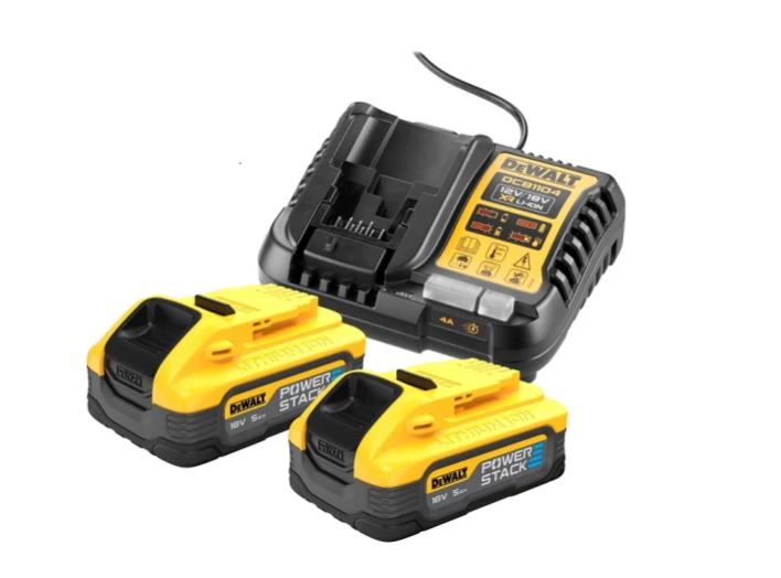 DeWalt Accessori DCB1104H2-QW Starter kit PowerStack  - 2 batterie POWERSTACK 18V XR 5,0Ah + caricatore DCB1104