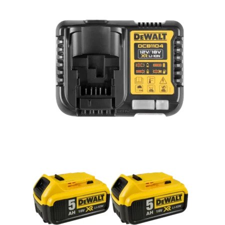 DeWalt Accessori DCB1104P2-QW 18V + caricatore multiplo XR + 2 batterie 18V 5,0Ah Li-Ion