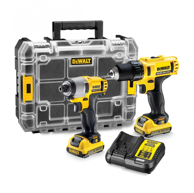DeWalt DCK211D2T set DCD710 trapano avvitatore + DCF815 avvitatore a percussione 10,8 V 2,0 Ah XR