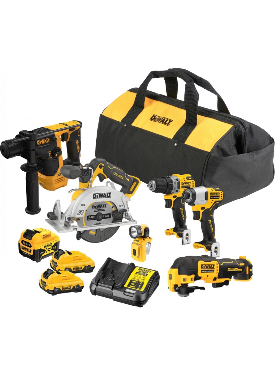 DeWalt DCK611P1D2-QW Set combinato - Set di avviamento da 6 pezzi 12V 1x5,0Ah + 2x 2,0Ah