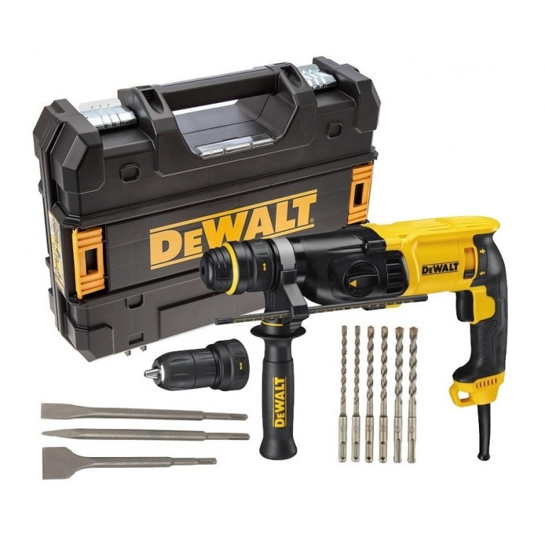 DeWalt D25134KP-QS Martello combinato SDS-Plus, 800 W, 26 mm con testa portapunte a cambio rapido + set di punte/scalpelli