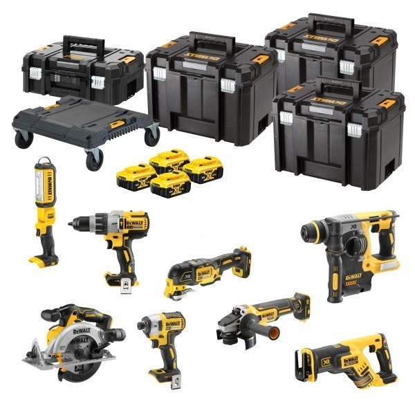 DeWalt DCK853P4T-QW Combopack XR 18 Volt 5,0 Ah Li-Ion da 8 pezzi, incluse 4 batterie in custodie TSTAK