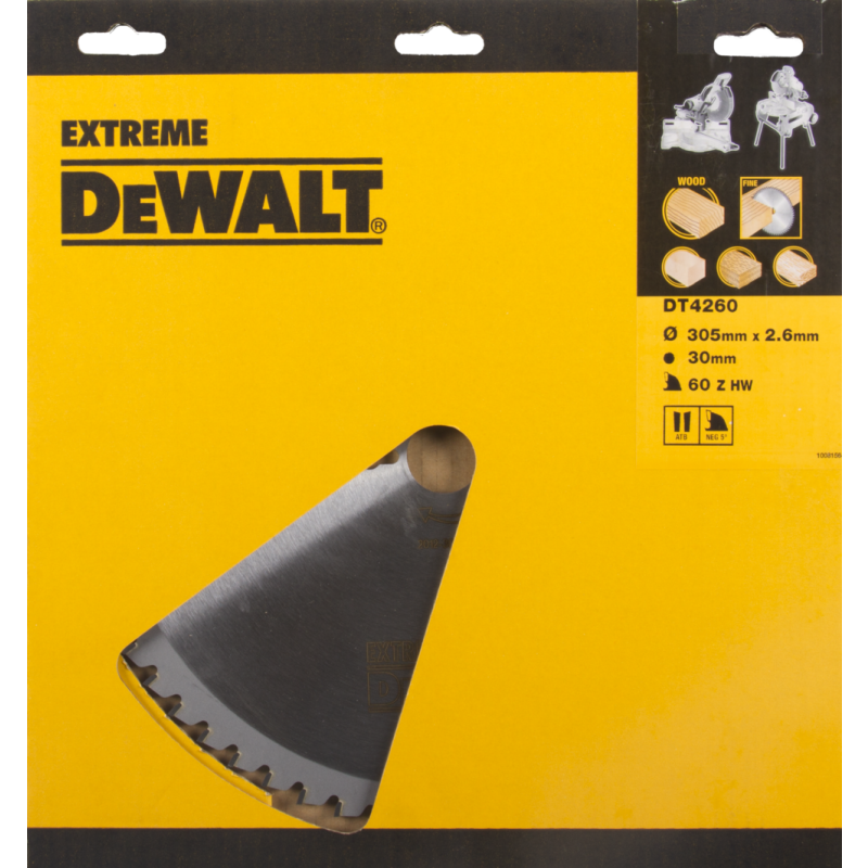 DeWalt Accessori DT4260-QZ DT4260 Lama HM 305 x 30 x 60T a denti alternati, negativo 5° Legno finitura fine