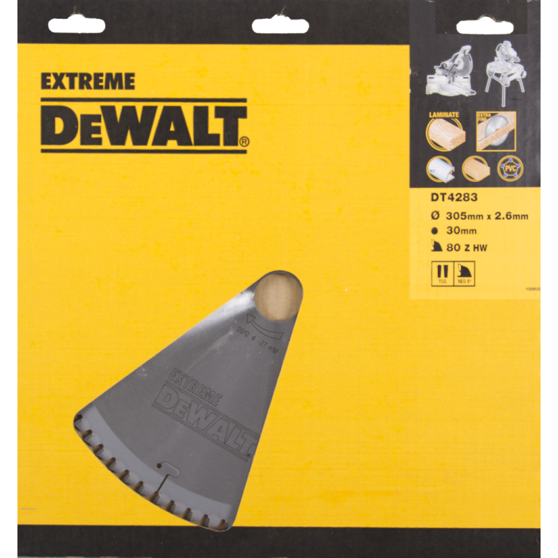 DeWalt Accessori DT4283-QZ DT4283 Lama HM 305 x 30 x 80T trapezoidale, negativo 5° Laminato Alu finitura extra fine
