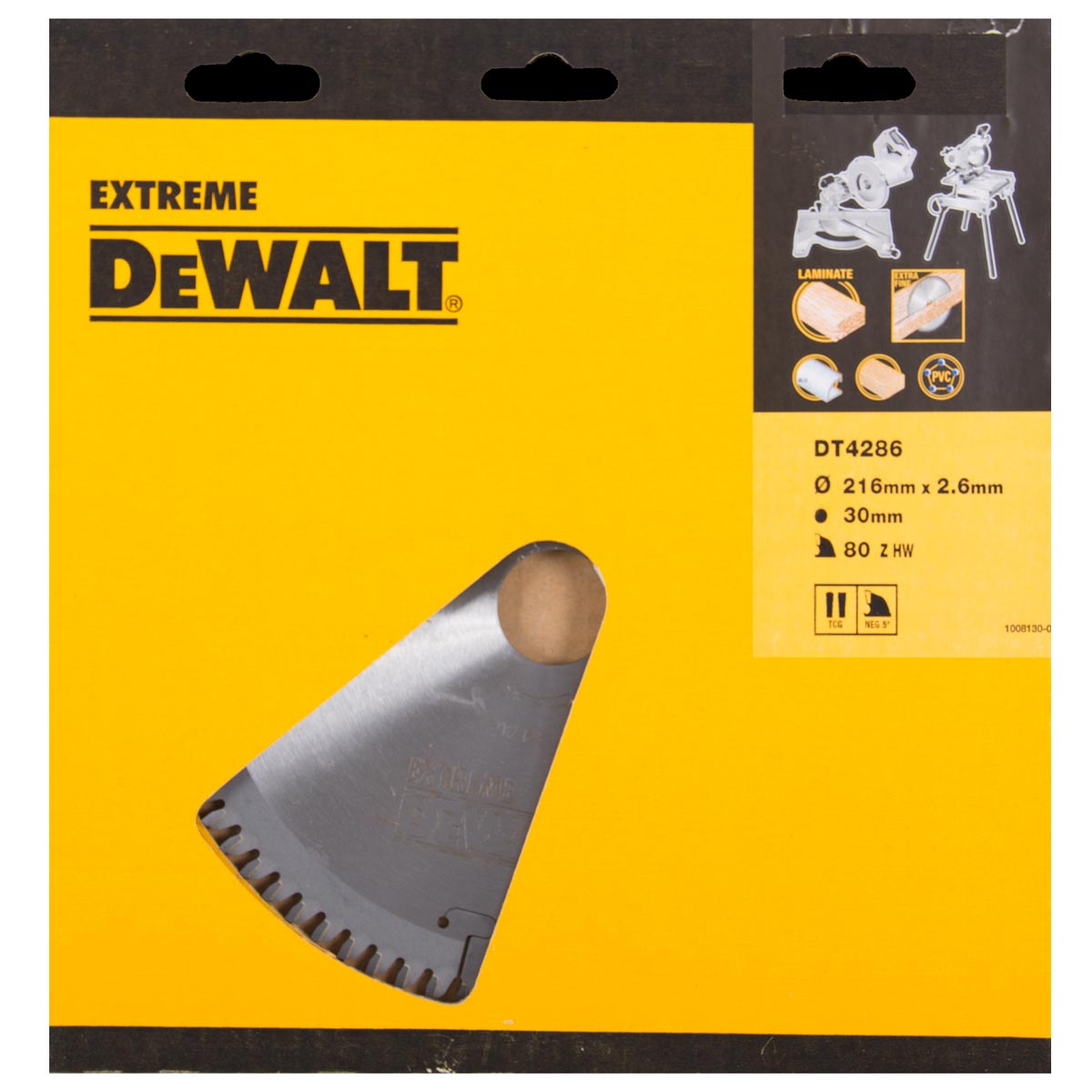 DeWalt Accessori DT4286-QZ DT4286 Lama HM 216 x 30 x 80T trapezoidale, negativa a 5°