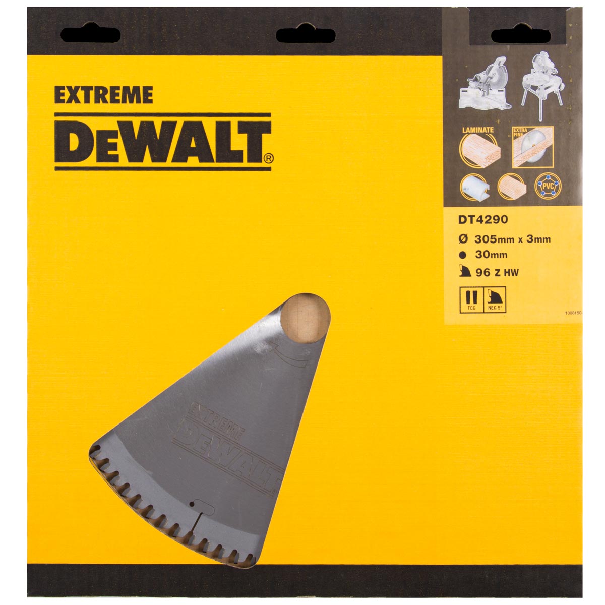 DeWalt Accessori DT4290-QZ DT4290 Lama HM 305 x 30 x 96T trapezoidale, negativo 5° Laminato, Alu finitura fine sublime