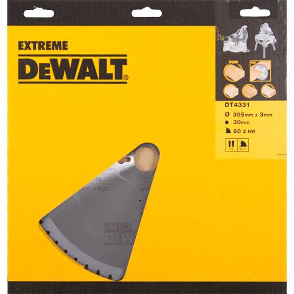 DeWalt Accessori DT4331-QZ DT4331 Lama HM 305 x 30 x 60T a denti alternati, negativo 5° Legno finitura fine
