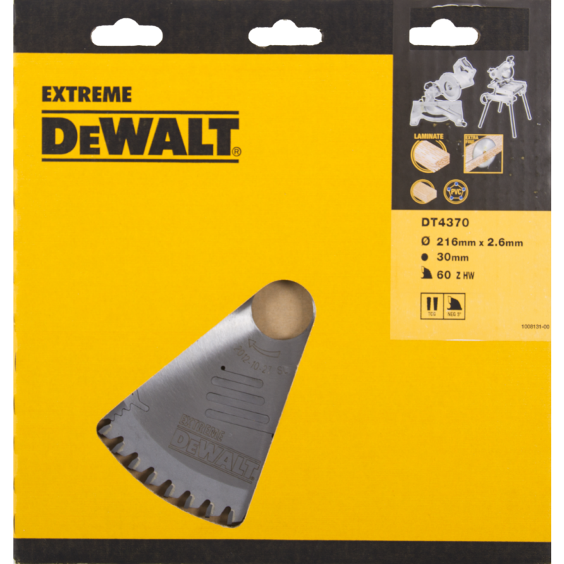 DeWalt Accessori DT4370-QZ DT4370 Lama HM 216 x 30 x 60T trapezoidale, negativa a 5°