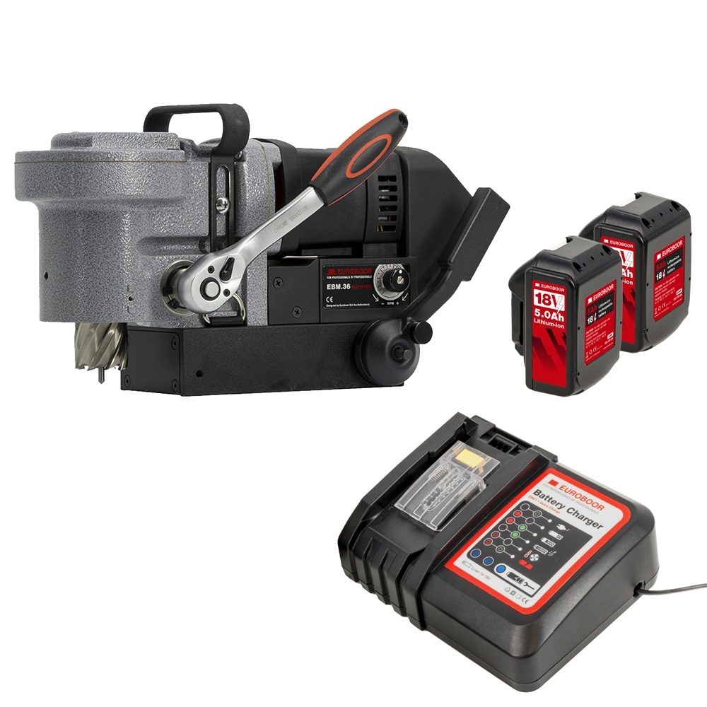 Euroboor 30511036009004 Carotatrice magnetica a batteria Ø36 mm 18 V incl. 2x 5Ah e caricabatterie nella confezione