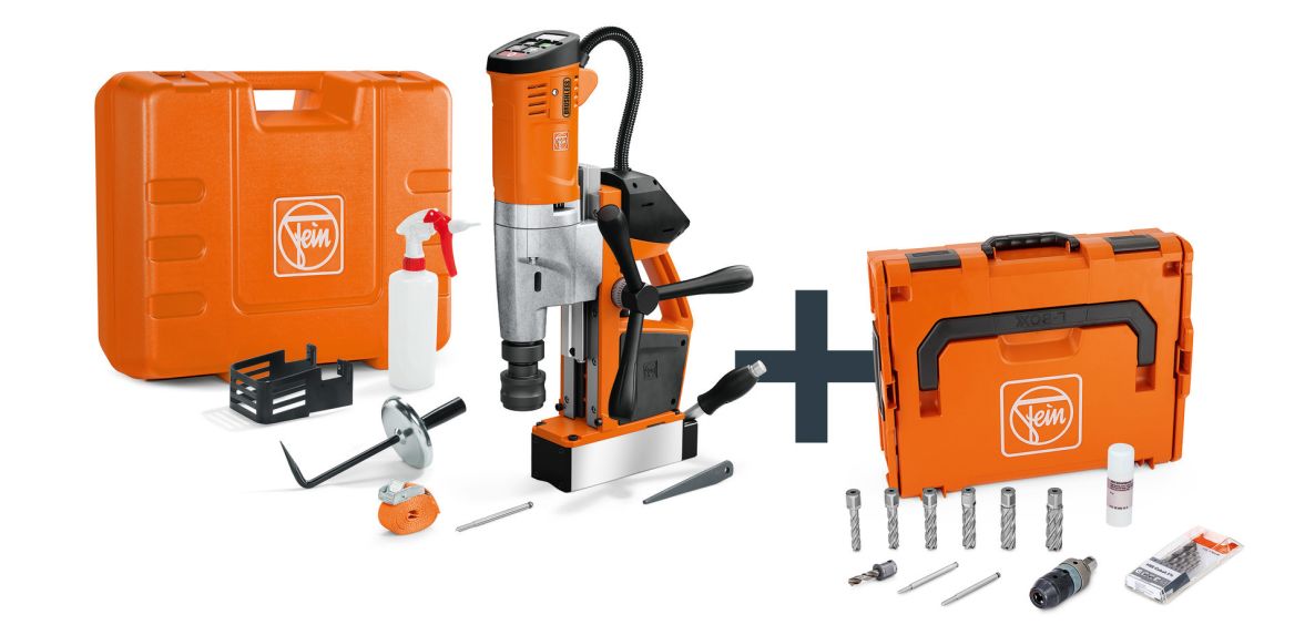 Fein 71700462000 AKBU 35 PMQW AS Set da cantiere Set di carotatrici magnetiche a batteria, senza batteria e caricabatterie in valigetta e valigette L-BOXX