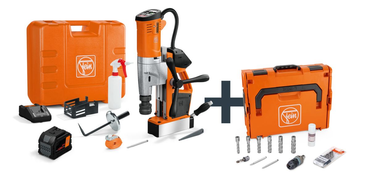 Fein 71700465000 AKBU 35 PMQW AS 1x 12 Ah Set da cantiere Set di carotatrici magnetiche a batteria 1x batteria 18V 12,0Ah e caricabatterie in valigetta e valigette L-BOXX