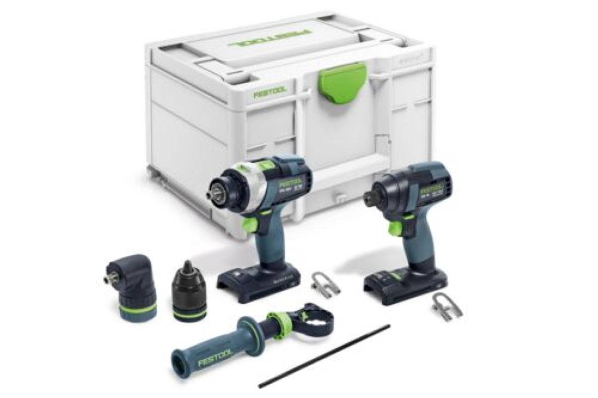 Festool 578833 TID 18 Basic-Set TPC 18/4 Set combinato di avvitatori a percussione e avvitatori a batteria senza batteria e caricabatterie in valigetta