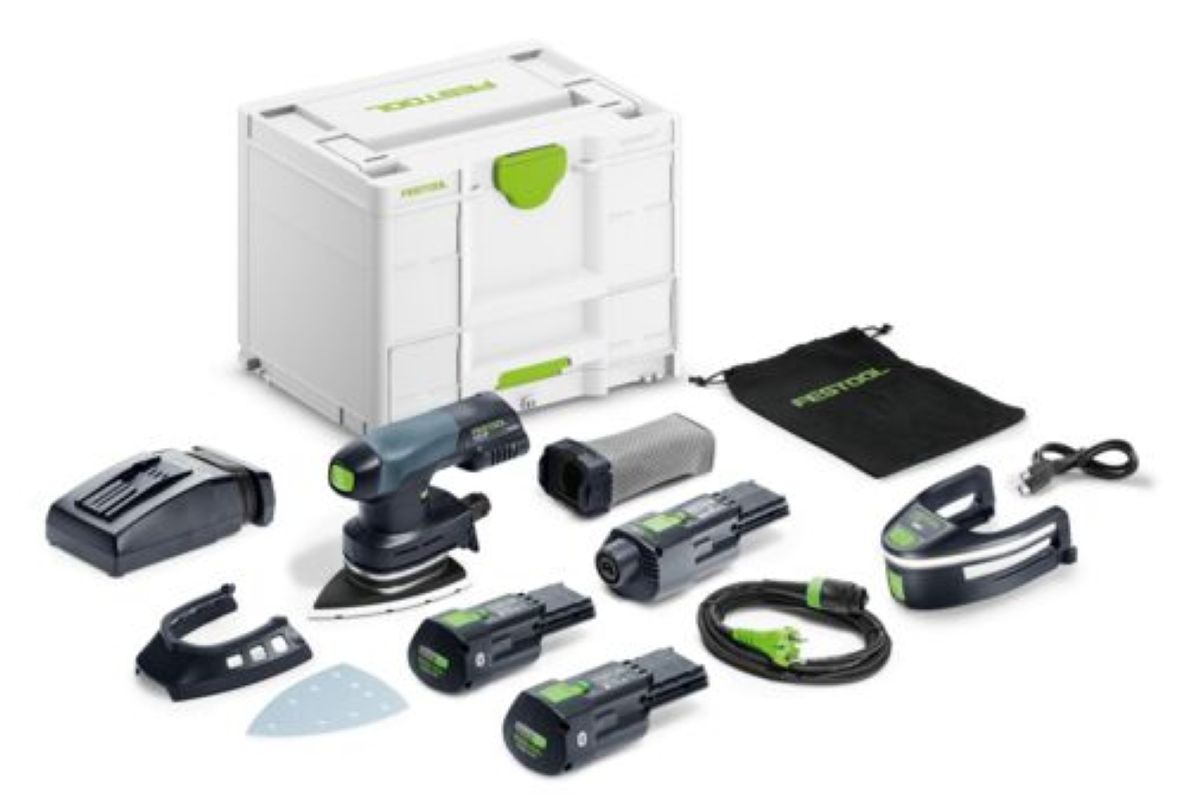 Festool 578851 Levigatrice DTSC 400 3.0 I-Set Accu Delta 2x batteria 18V 3.0Ah e caricatore rapido in valigetta