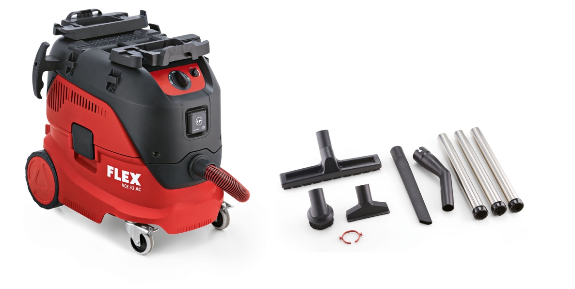 Flex-tools 465674 VCE33L AC-Set Aspiratore di sicurezza con pulizia automatica del filtro, 30 L, classe L + kit di pulizia