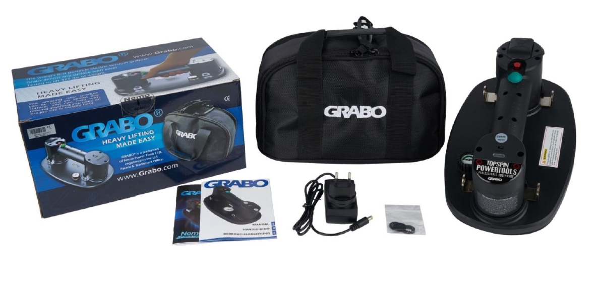 Grabo 1000 V1 Plus Accu Sollevatore a vuoto con batteria da 14,8 V 2,6 Ah e caricabatterie in borsa