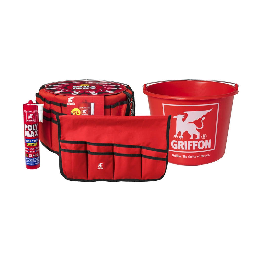 Griffon 7003346 POLY MAX High-Tack Express Adesivo e sigillante per il montaggio bianco 435g 12pz in un secchiello per attrezzi