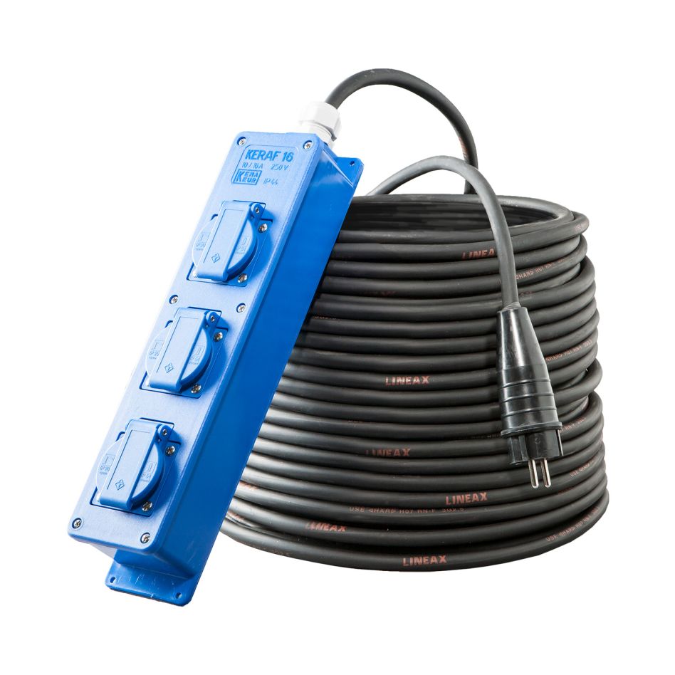 Keraf 119464 Cavo di prolunga 3 m H07RN-F 3G2,5 pin messa a terra 3-gang