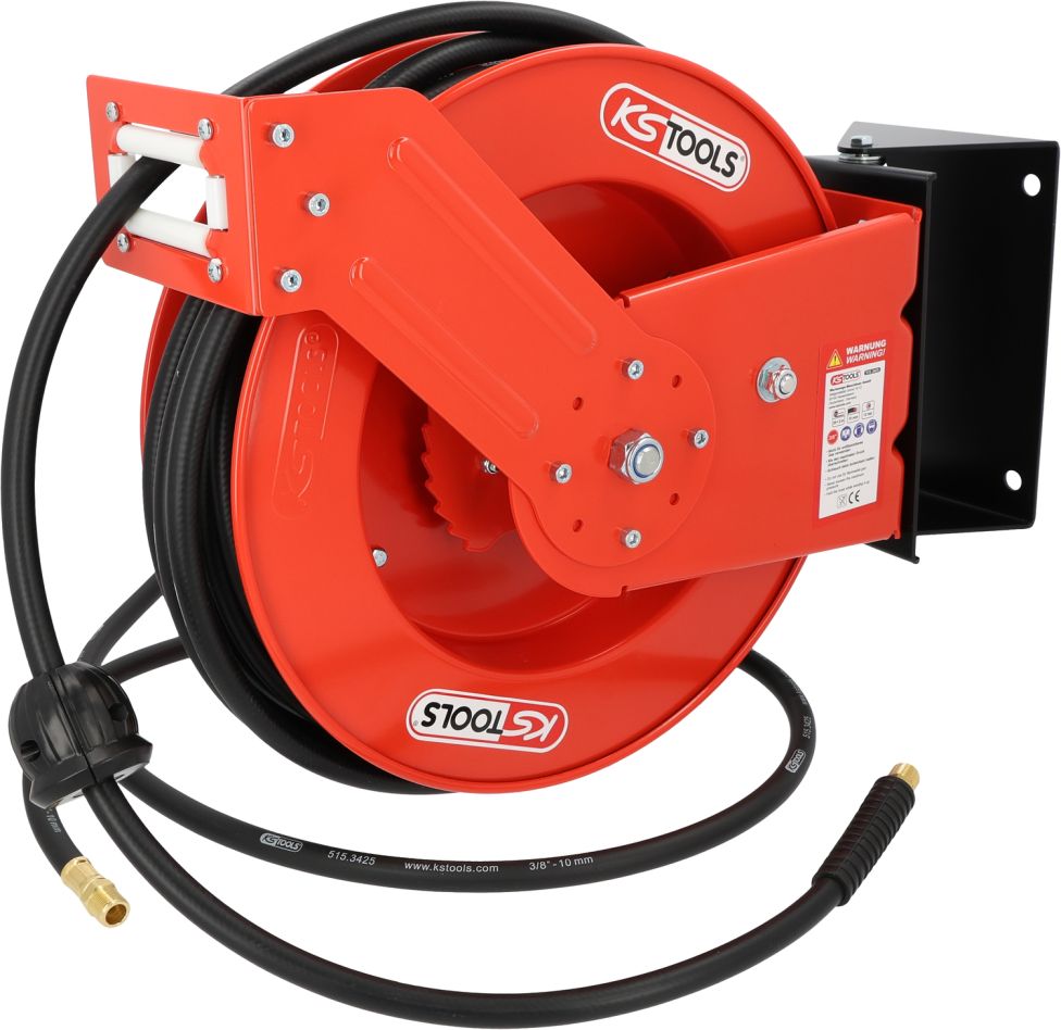 KS Tools 515.3425 Avvolgitore per tubo aria &Oslash; 10 mm, attacco 3/8", 20 m