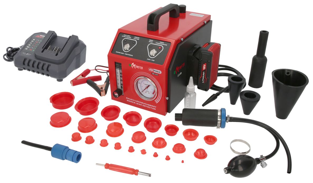 KS Tools 550.1470 Macchina del fumo per il rilevamento di perdite. con batteria da 2 Ah, 36 pezzi