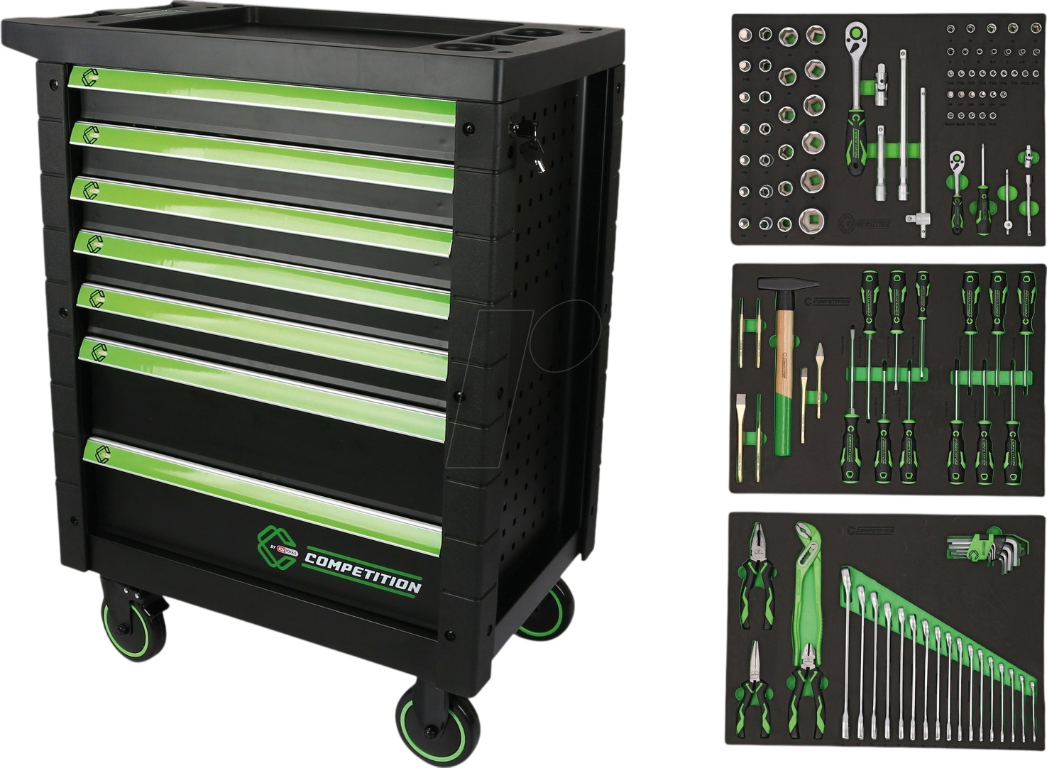 KS Tools 512.3119 COMPETIZIONE Carrello portautensili a 7 cassetti con 119 utensili di qualit&agrave; superiore