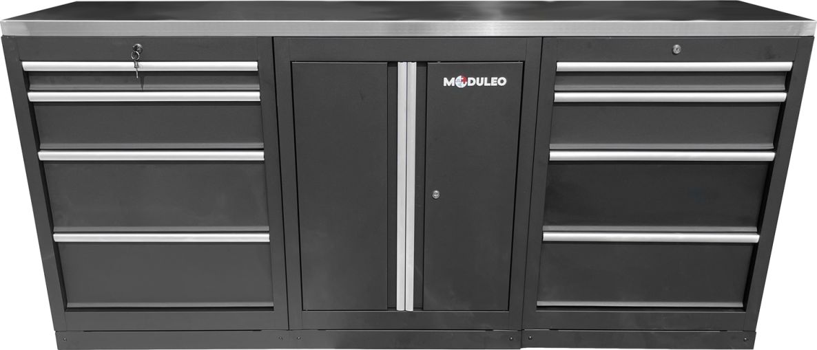 KS Tools 866.6050 Modulo di ampliamento del sistema di armadi per officina, piano di lavoro in acciaio inox, banco di lavoro