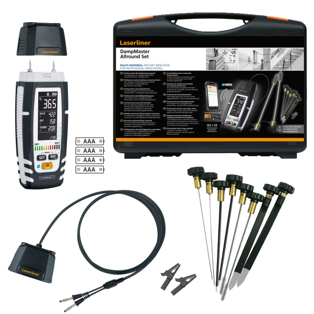 Laserliner 082.327A DampMaster Set per l'ispezione dell'umidit&agrave; completo di 4x batterie e accessori in valigetta