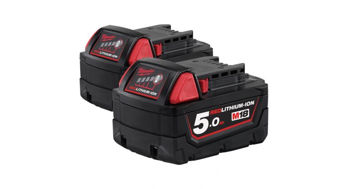 Milwaukee Accessori M18B5DUO M18 B5 Duopack - 2 batterie 18 Volt 5,0Ah agli ioni di litio