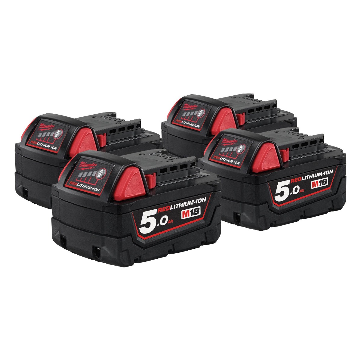 Milwaukee Accessori M18B5QUARTET M18 B5 4-pack -4 x batteria 18 Volt 5.0Ah Li-Ion