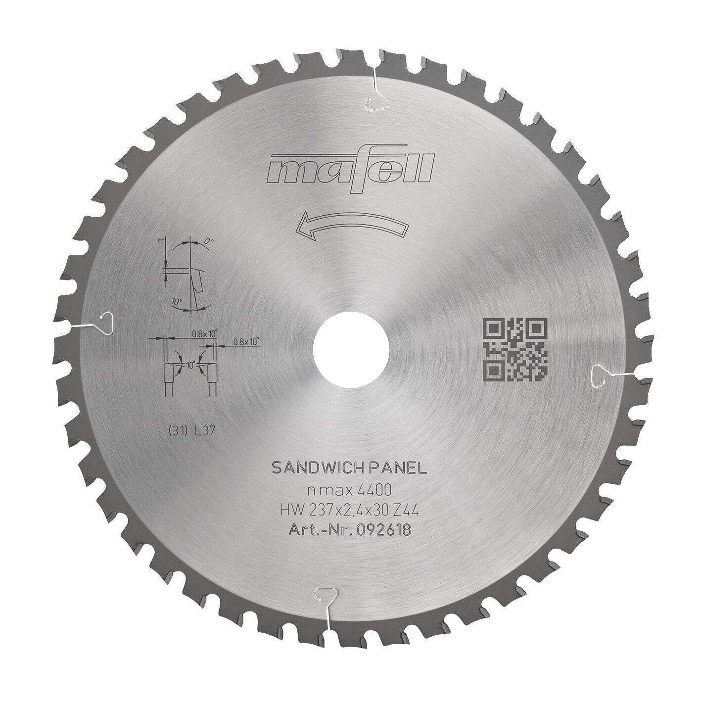 Mafell Accessori 092618 KSB-SP 237 Lama per sega circolare HW, 237 x 2,4 x 30 mm T44 WZFA pannelli sandwich